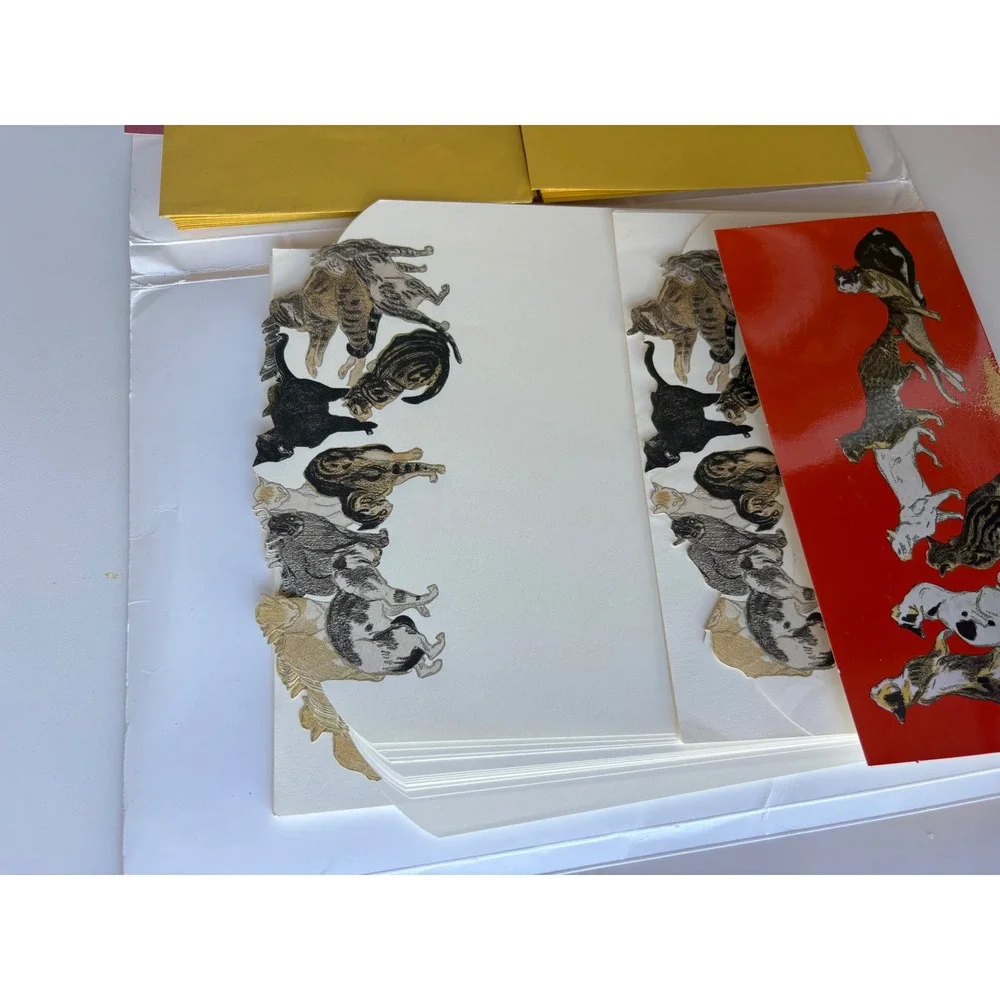 Museum of Fine Arts Boston Steinlen Cats Stationery Set Die-Cut Art Envelopes